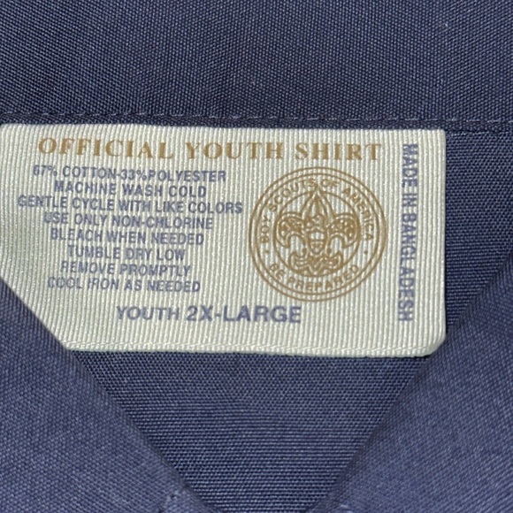 Boy Scouts of America Shortsleeved Blue Shirt Uniform Cotton Blend Youth 2XL New - Picture 5 of 5